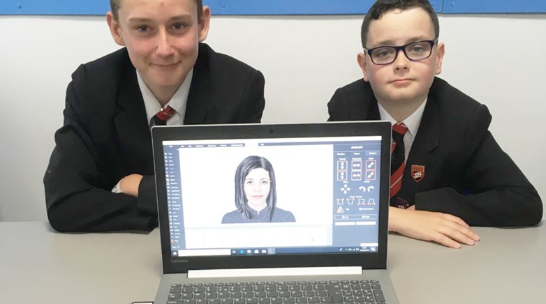 y8 students using E-FIT software on science trip