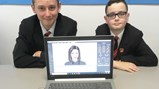 y8 students using E-FIT software on science trip